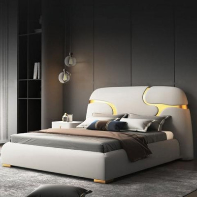 Moderne grijze en gouden bed