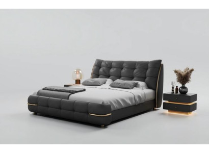 Moderne bed, zwart met elegant patroon