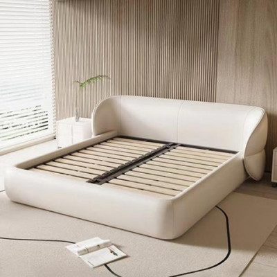 Moderne bank met slaapfunctie in elegante grijze stof