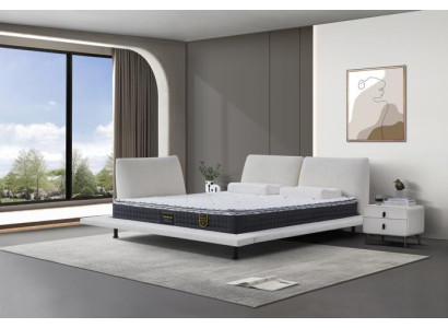 Moderne witte minimalistische bedframe set met hoofdbord