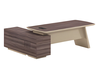 Moderne kantoor met een eiken en bruine houtlook, werkblad en één lade