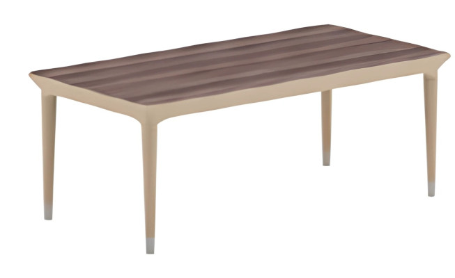 Moderne beige salontafel met houten effect, elegante poten