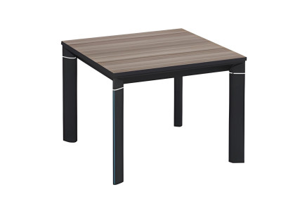 Moderne zwarte houten vierkante tafel met metalen frame