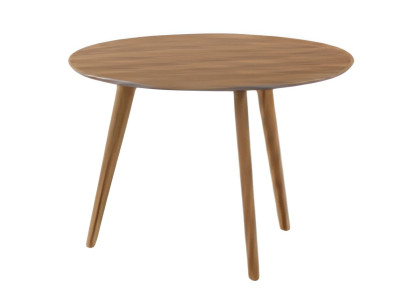 Moderne ronde koffietafel met eenvoudige houten poten