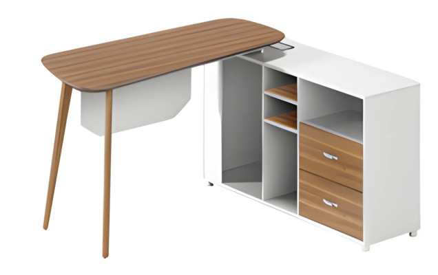 Moderne witte houten tafel met dunne poten