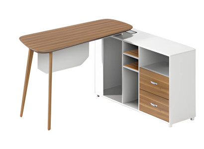 Moderne witte houten tafel met dunne poten