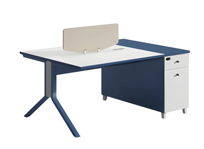 Zwart en wit bureau met functionele opbergruimte en praktische compartimentoppervlak