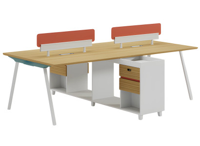 Moderne bureau tafel met rugleuning, opbergruimte en planken