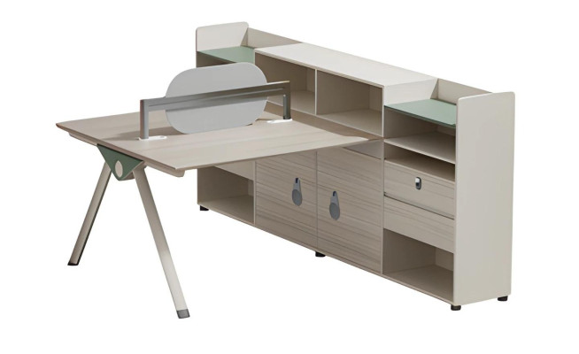 Moderne beige tafel met opbergruimte en rugleuning voor kantoor en thuis
