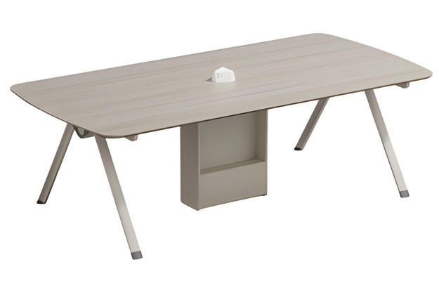 Moderne beige koffie tafel met opslag en ingebouwde lade
