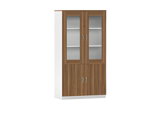 Moderne witte houten tafellamp, vitrinekast, opbergruimte