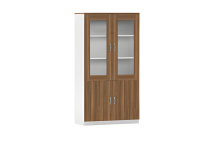 Moderne witte houten tafellamp, vitrinekast, opbergruimte