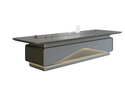 Luxe grijze conferentietafel met LED-verlichting en kabelbeheer