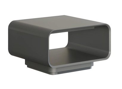 Moderne grijze en zwarte salontafel met open plank in minimalistische stijl