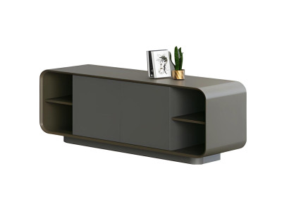Moderne zwarte kast met minimale opslag