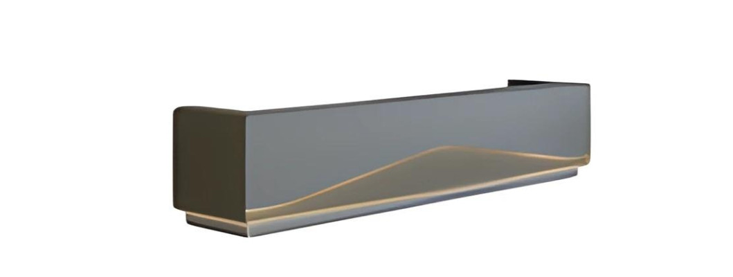 Moderne zwart-grijze receptietafel met LED-verlichting, luxe minimalistisch ontwerp