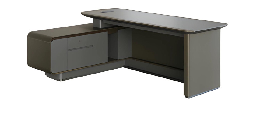 Moderne grijze hoektafel met opbergruimte