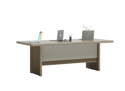 Elegante grijze en beige koffietafel met groot werkblad