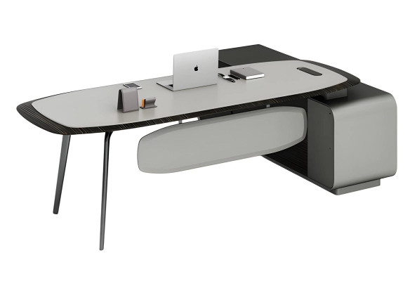 Moderne zwarte en grijze tafel met elegant ontwerp en opbergruimte