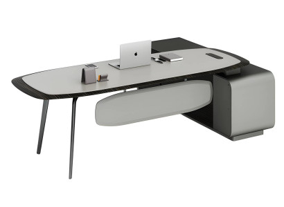 Moderne zwarte en grijze tafel met elegant ontwerp en opbergruimte