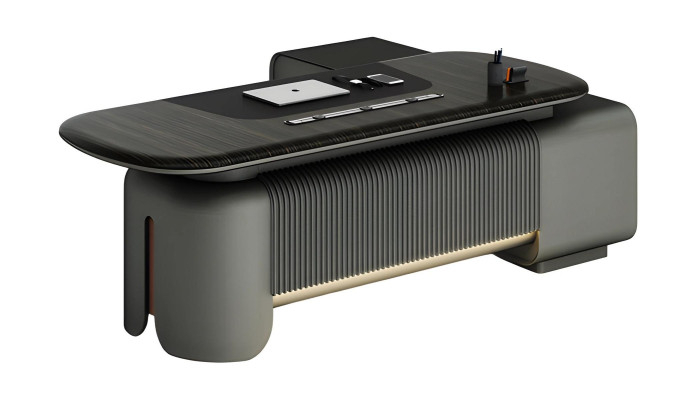 Moderne kantoor met elegant ontwerp en zwarte oppervlakte, verlichting