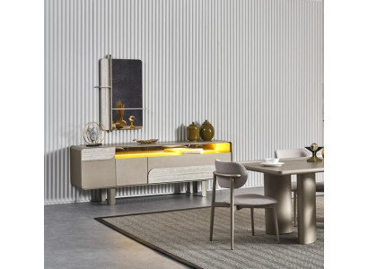 Elegante beige houten console met spiegel