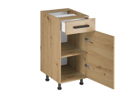 Keukenmeubel met planken en spoelbaklade