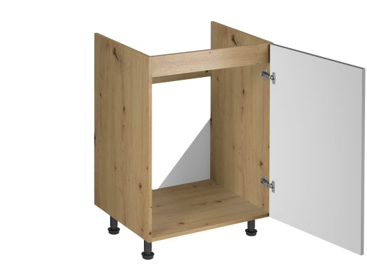 Mobiele grijze kast onder de gootsteen