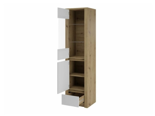 Glazen vitrinekast met glazen deuren en glazen planken