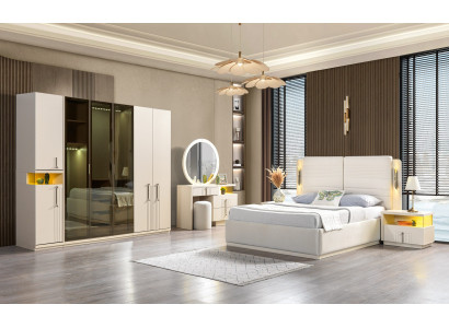 Moderne slaapkamermeubelset bed kast nachtkastje