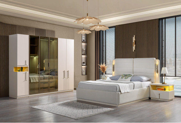 Koko slaapkamermeubelset bed, kast, nachtkastje 4 st.