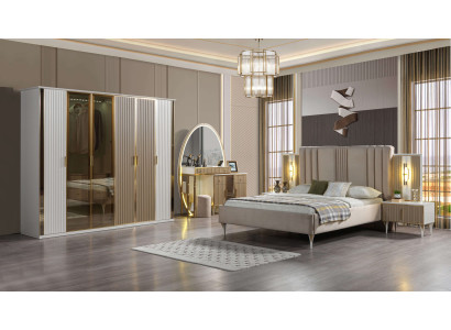 Moderne bed set met 6 delen, inclusief nachtkastje