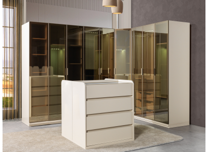 Moderne hoekkast met kromming voor de slaapkamer