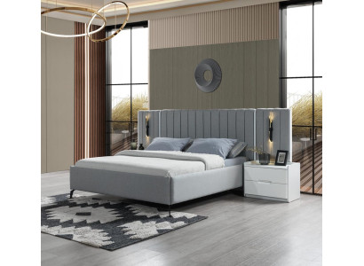 Slaapkamermeubelset met bed en 2 moderne nachtkastjes