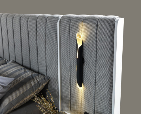 Slaapkamermeubelset met bed en 2 moderne nachtkastjes