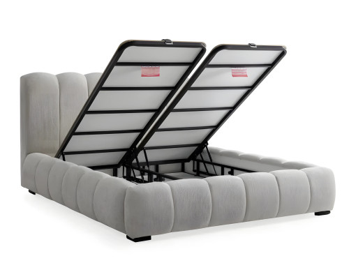 Moderne witte stoffen bed met kwaliteitsmatras