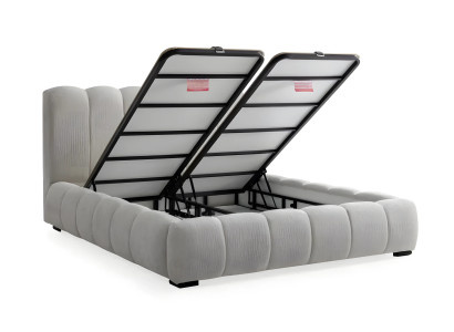 Moderne witte stoffen bed met kwaliteitsmatras