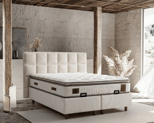 Elegante bed met stoffen matras