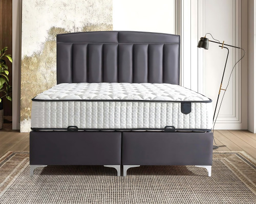 Moderne grijze bedset met matras