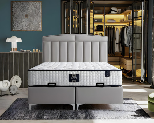 Moderne grijze bedset met matras