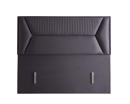 Elegante grijze bed met stoffen en houten matras