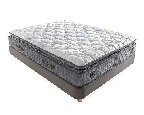 Moderne grijze stoffen bed met matras