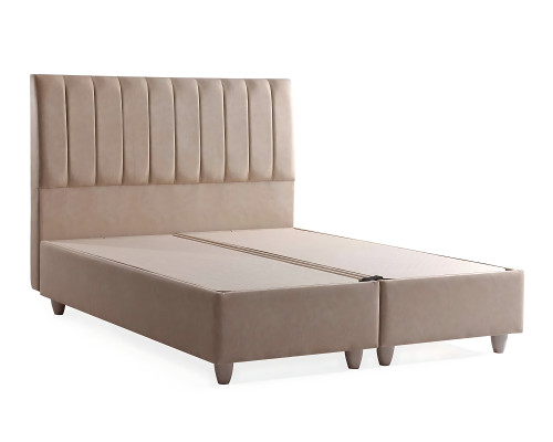 Beige stoffen bed met elegante matras