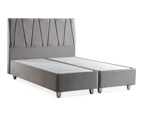 Elegante grijze bed met matras in moderne stijl