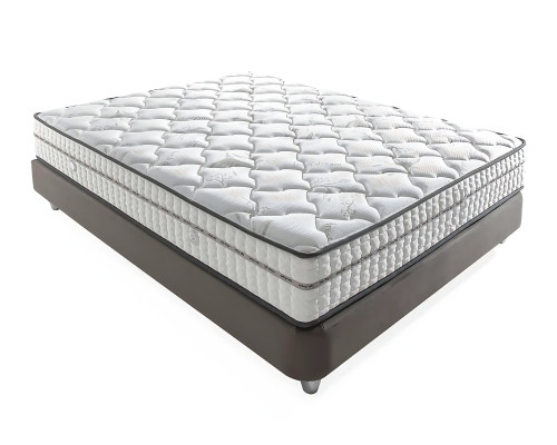 Elegante grijze bed met matras in moderne stijl