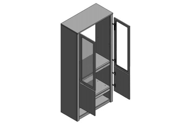 Keuken met glazen deuren en planken