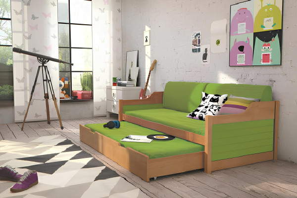 Slaapbank met functie en lade, tweepersoonsbed, stapelbed, David bedden