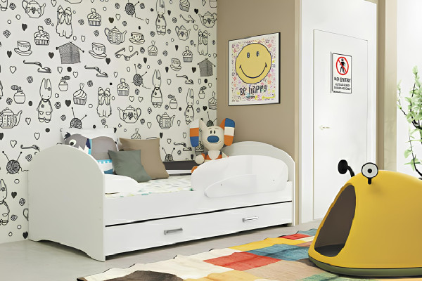 Bed voor jongeren, massief houten bed met lade, Luki TS bed