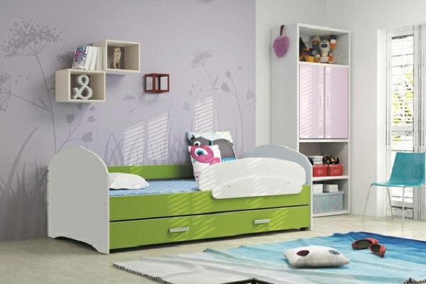 Bed voor jongeren, massief houten bed met lade, Luki TS bed