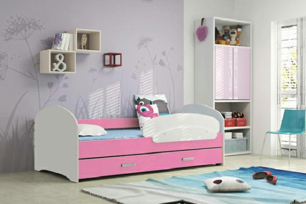 Bed voor jongeren, massief houten bed met lade, Luki TS bed
